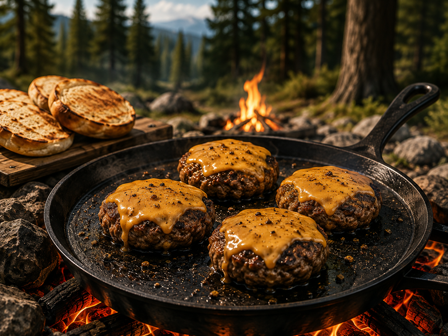 Cast Iron Campfire Burgers