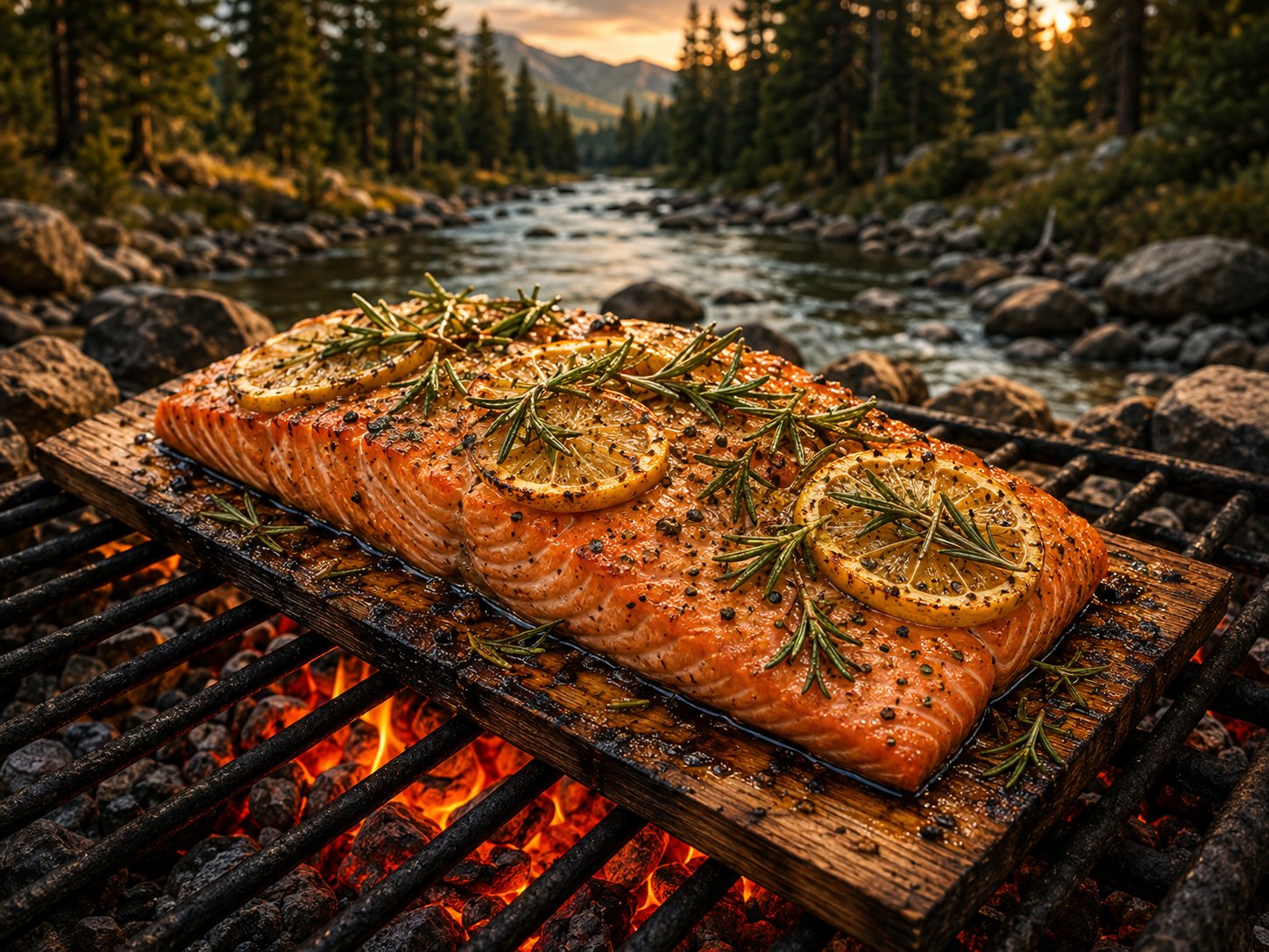 Campfire Cedar Plank Salmon